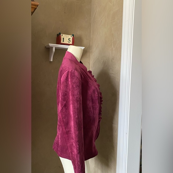 db( Dressbarn) Womens Blazer Jacket Maroon Hook Closure Soft Fit/Flare, M - Picture 2 of 16